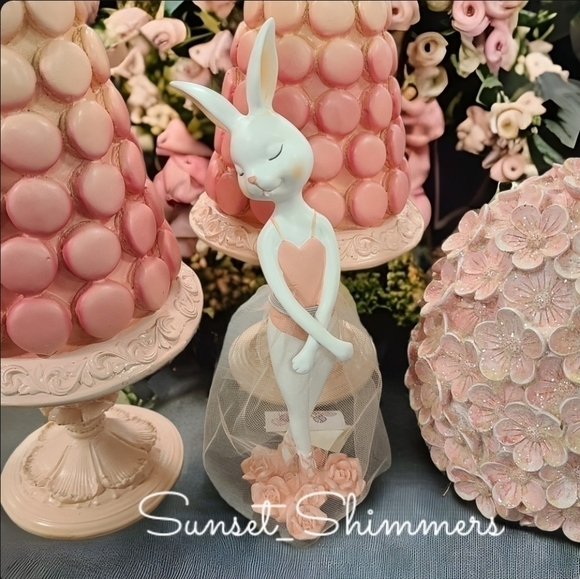 Sparkly PINK 9" 3D FLORAL Easter EGG Figurine Statue Tabletop Decor New - Picture 4 of 4